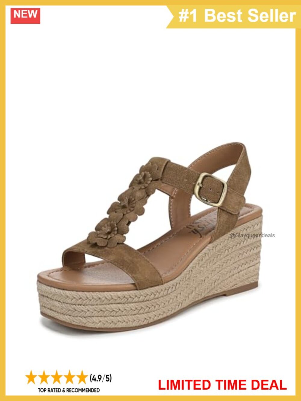 Strappy Espadrille Wedge Sandals Open Toe Buckle Ankle Strap Faux Suede Floral